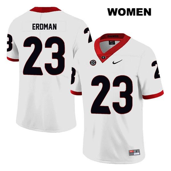 Georgia Bulldogs Women's Willie Erdman #23 NCAA Legend Authentic White Nike Stitched College Football Jersey DZM3056LO